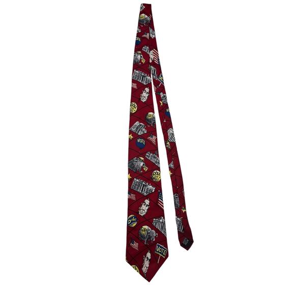 VINTAGE Political Men Tie 96‎ Dole for President Mike Luckovich Design 100% Silk - Picture 3 of 6